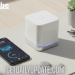 alt: Gynecube smart innovation app and pelvic trainer on yoga mat with succulent and lavender