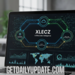 alt: Xlecz concept visualized as a unified data dashboard on a laptop screen showing AI and cloud analytics.